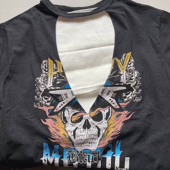 Oboe Customized Black T-shirt Heavy Black Metal Graphic Rolled Short Sleeves S - Picture 5 of 5